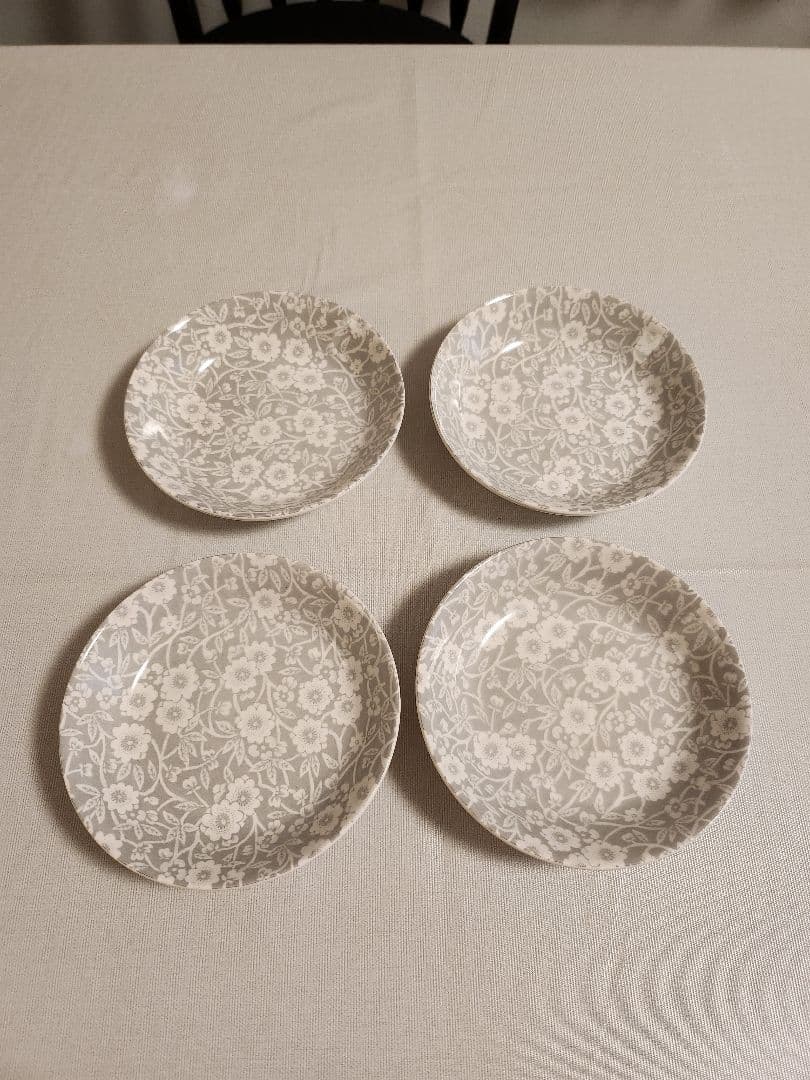 burleigh バーレイ キャリコ プレート 4個 イギリス食器 Burleigh ダブグレイキャリコ プレートM｜バーレイ正規