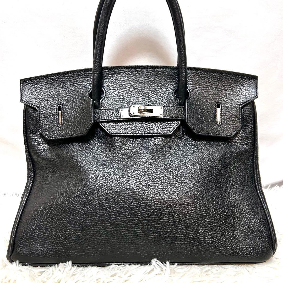 美品　HIGH CLASS ハンドバッグ　トートバッグ　35 シボ革　ブラック