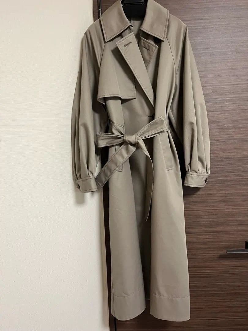 NOBLEグロウツイルボリューミードレスコート2024グレーS トレンチ