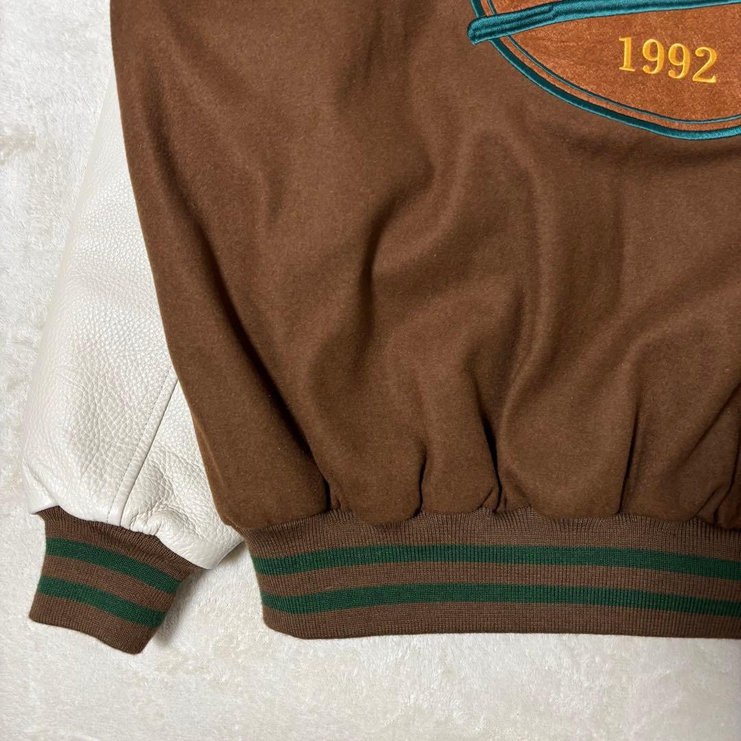 keboz スタジャン ブラウン レザー切替 - メルカリ