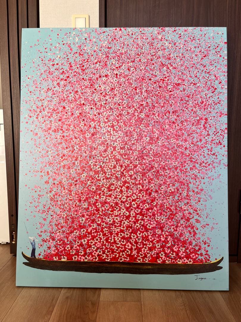 【LAM】KARE フラワー ボート タッチド ピクチャー フラワーボート ゴールドピンク 100x80cm タッチドピクチャー ｜【KARE