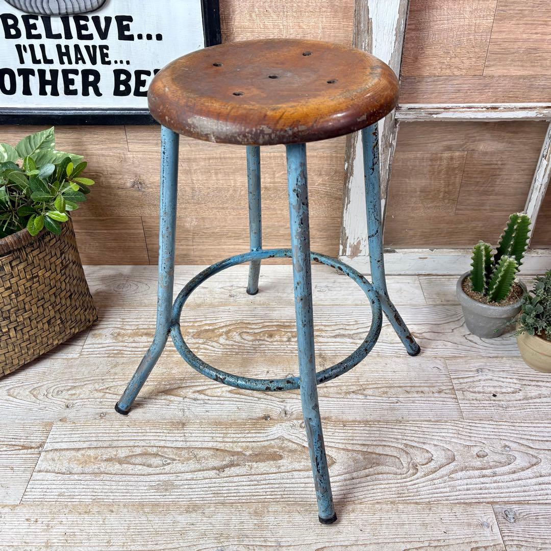 インダストリアルアンティークビンテージアイアンスツールパイプ