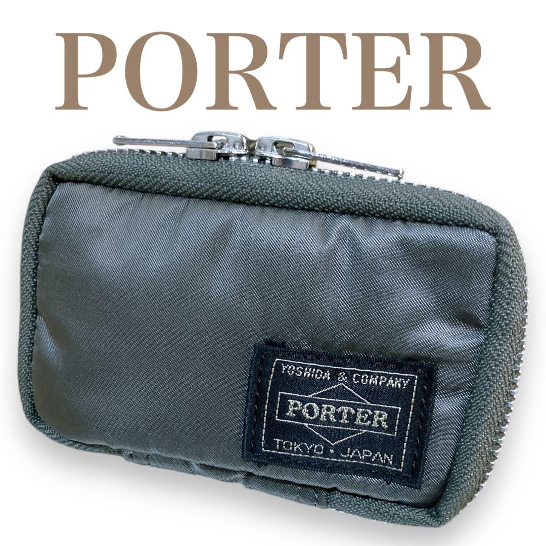 ポーター タンカー 良品 ラウンドファスナー 6連 キーケース セージ