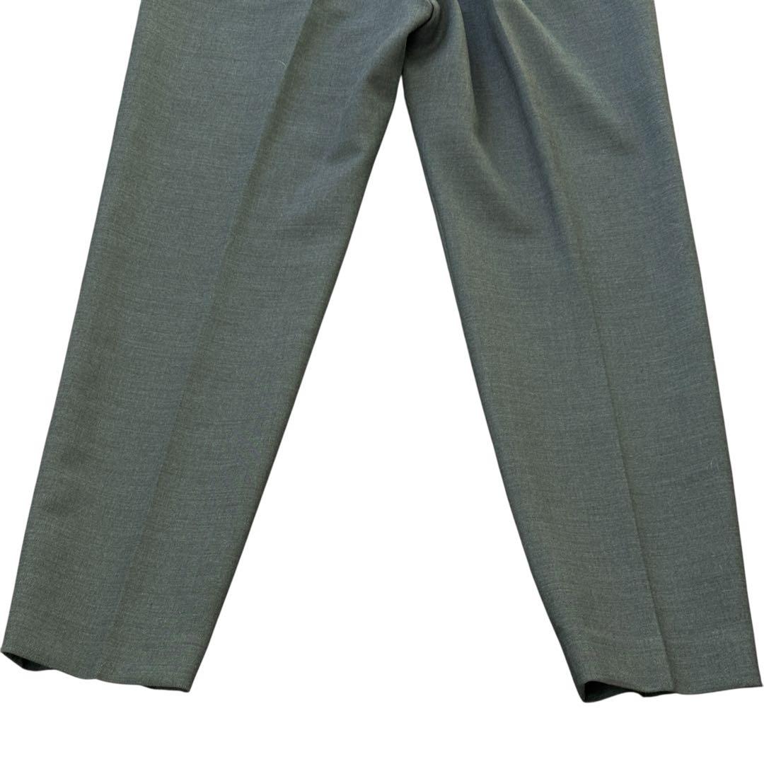 極美品 グリーンレーベル ノーカラー パンツスーツ38 グレー 洗える