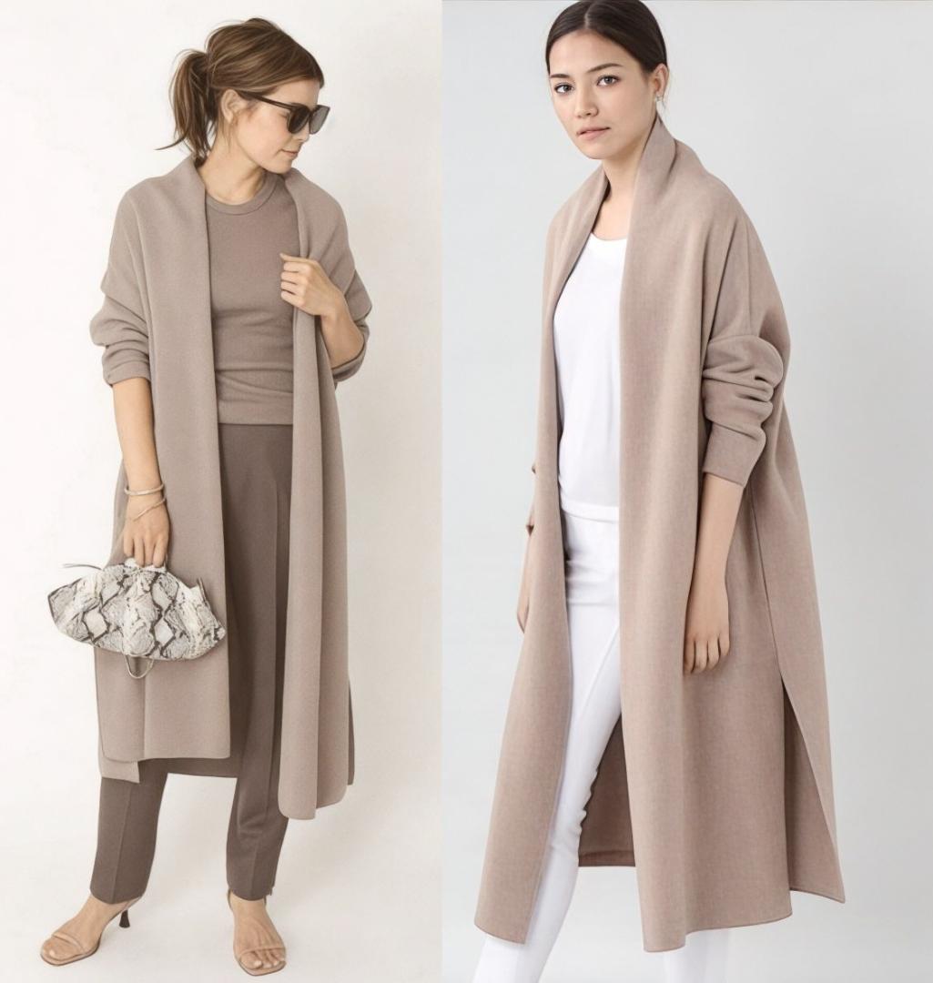 美品 ドゥーズィエムクラス ウール スムースニットガウン ブラウン系