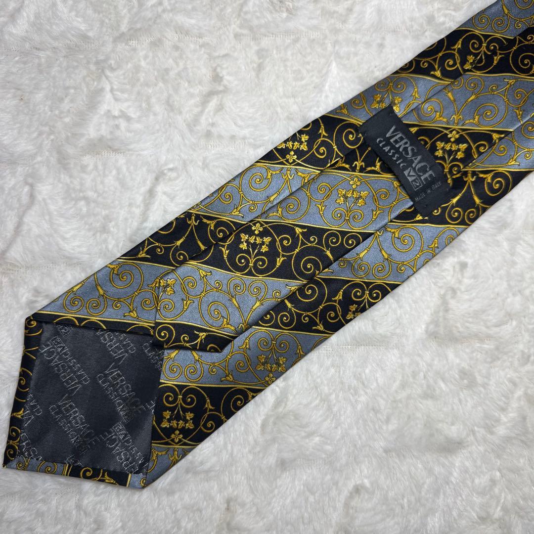 VERSACE ヴェルサーチ 新品未使用 金バロック柄 高級シルクネクタイ