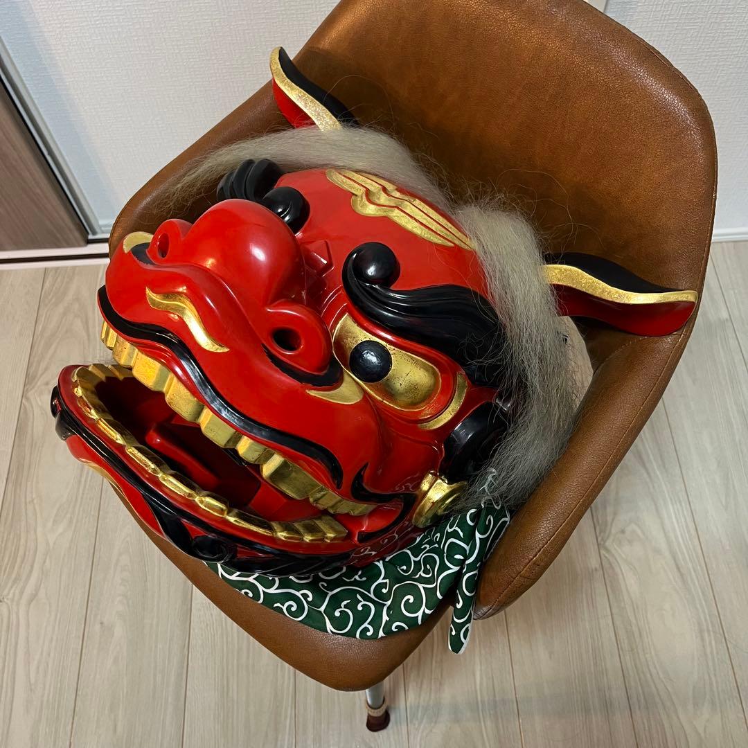 獅子舞 獅子頭 石岡 木彫 置物 古美術 神楽 木製 木彫 - メルカリ