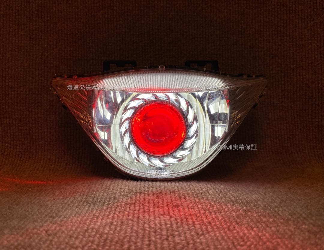 アドレスv125S 白赤 イカリングヘッドライト！ 完全取り付けサポート