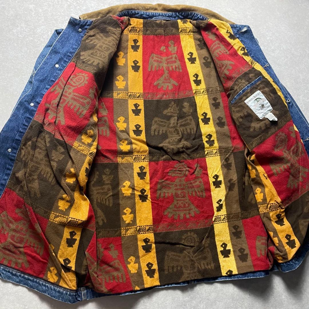 80s BANANA REPUBLICデニムカバーオール襟コーズ地球儀タグコート