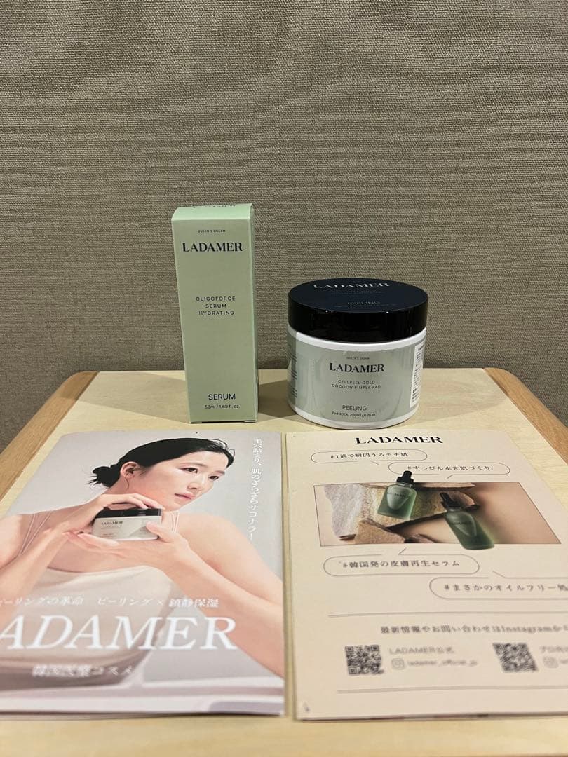 【2回ほど使用】ラダメール ピーリングパッド＋セラム 2点セット／角質ケア・保湿 LADAMER（ラダメール）ピーリングパッド＆セラム 2点セット