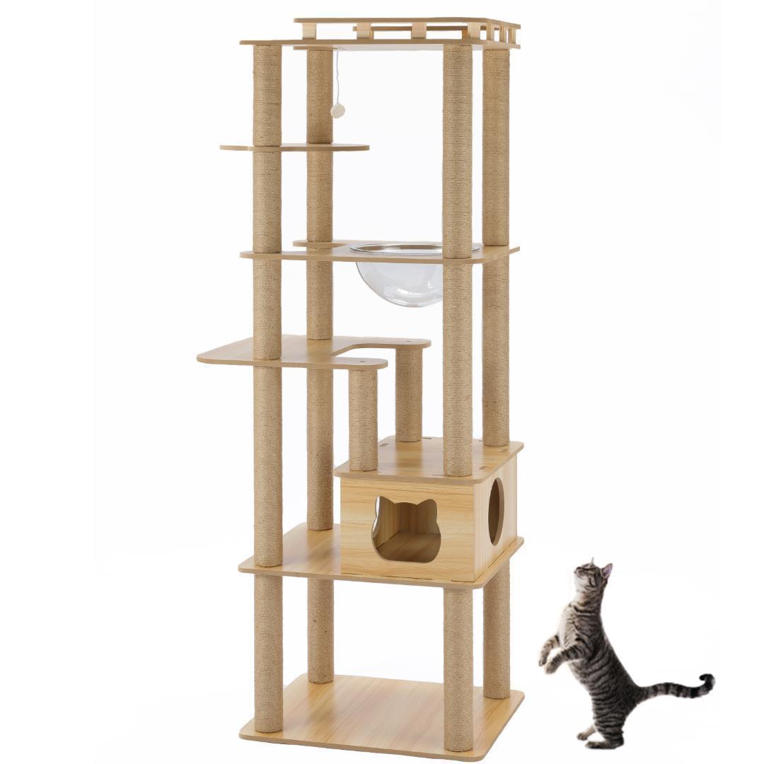 アウトレット3 キャットタワー 木製 宇宙船 展望台 多頭飼い 大型
