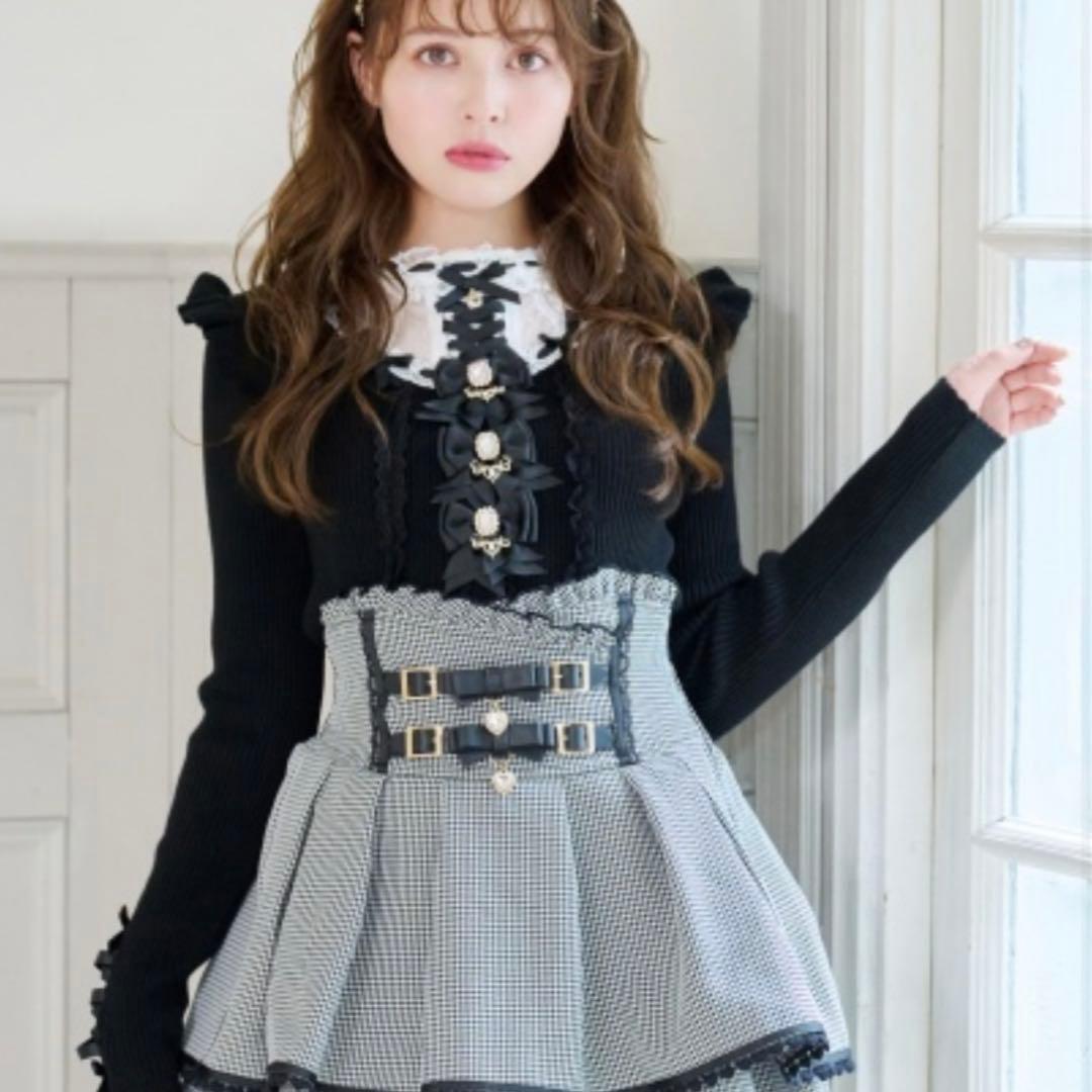 新品タグ付 リズリサ ハイゲージスピンドルニットトップス ブラック