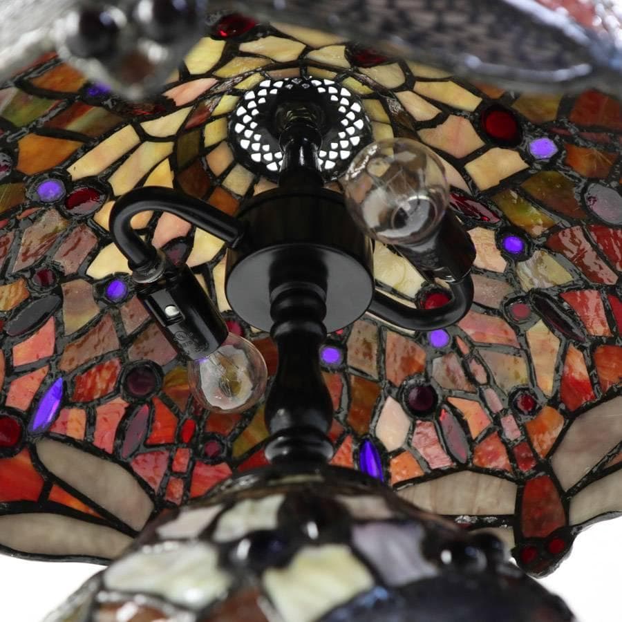 値下ティファニーランプ調 ステンドグラスランプ 蜻蛉 トンボ テーブル