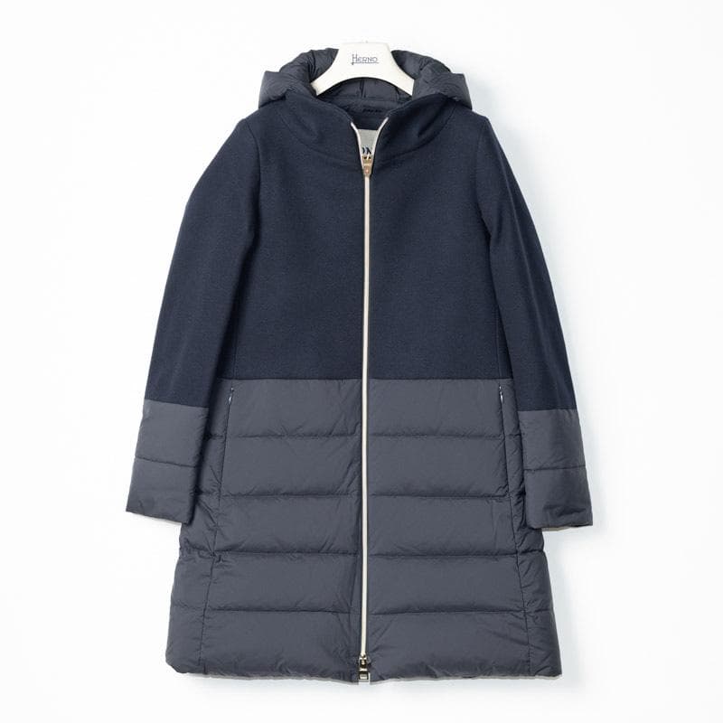 新品サイズ【38】HERNO/ヘルノ ウール＆ナイロン ネイビー ダウン