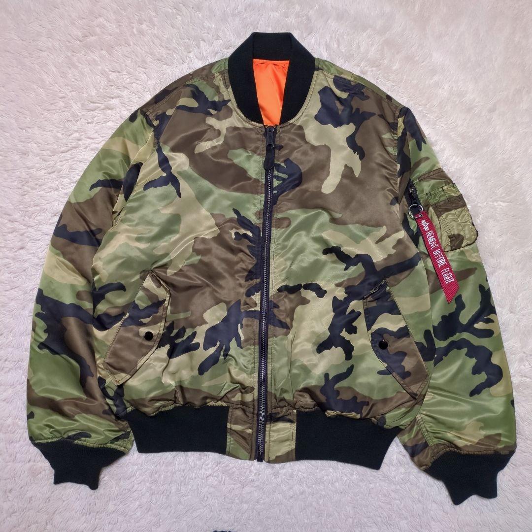 希少3L極美品！ALPHAINDUSTRIES リバーシブルMA-1 カモフラ - メルカリ