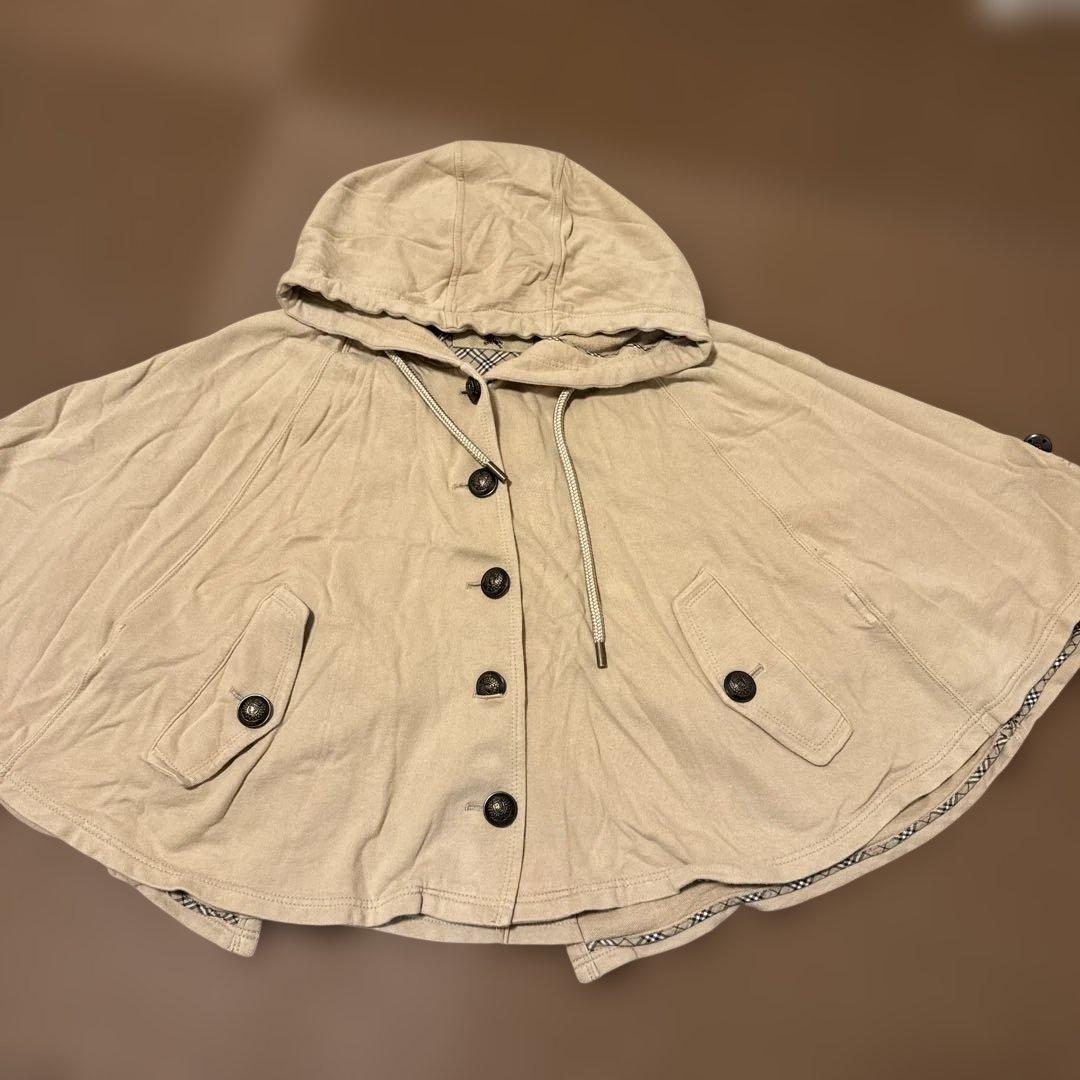 バーバリーブルーレーベルフード付きポンチョ(ケープコート) サイズ38