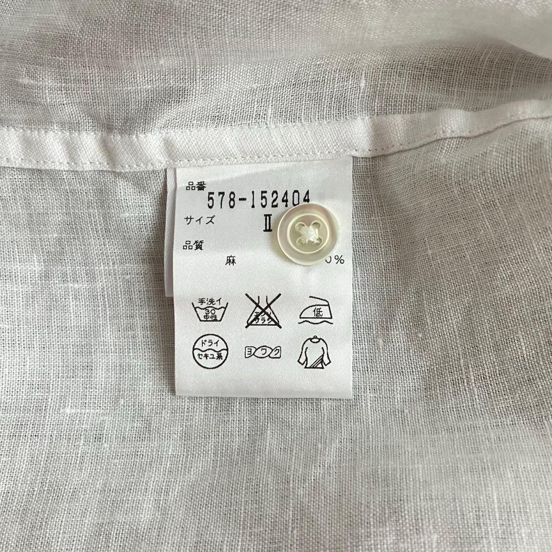 【未使用タグ】MARGARET HOWELLリネン ピンタックバンドカラーシャツ