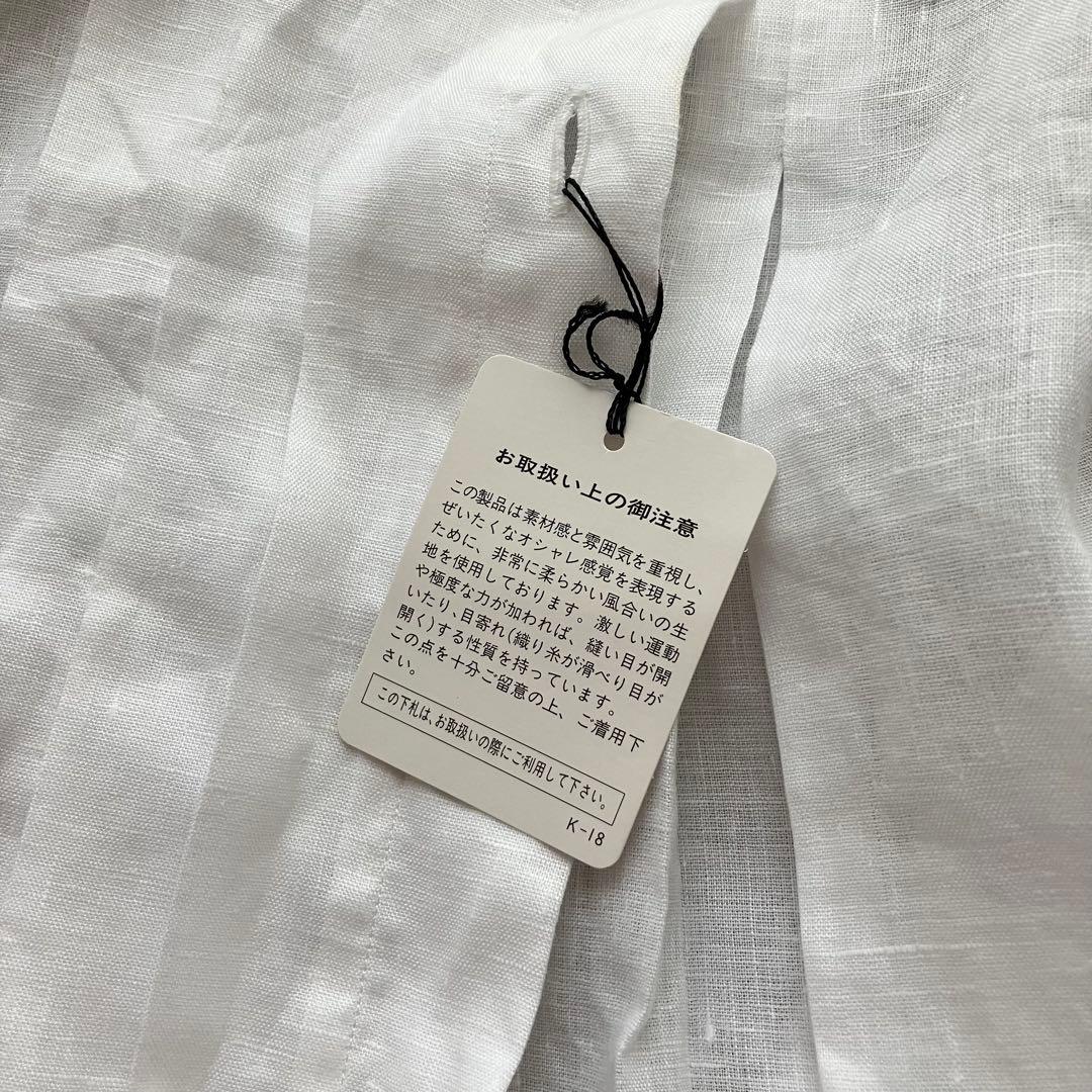 【未使用タグ】MARGARET HOWELLリネン ピンタックバンドカラーシャツ