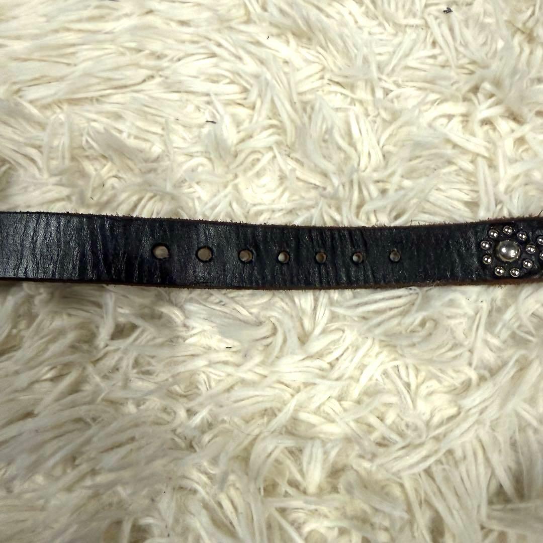 極美品 定価約7万 タグ付 HTC ナロー スタッズ ベルト ブラック 34