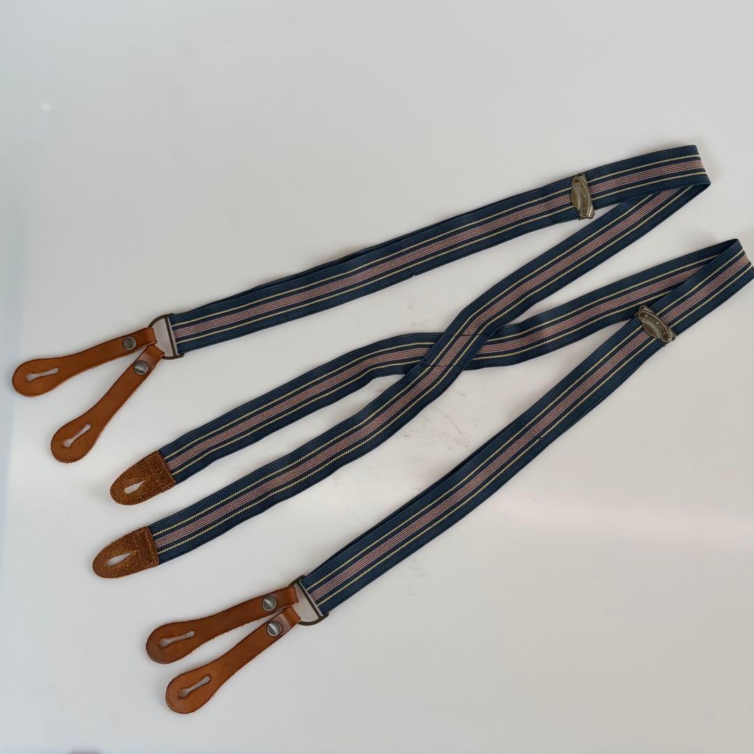 RRL レザー付き ボタン式 サスペンダー ストライプ - メルカリ