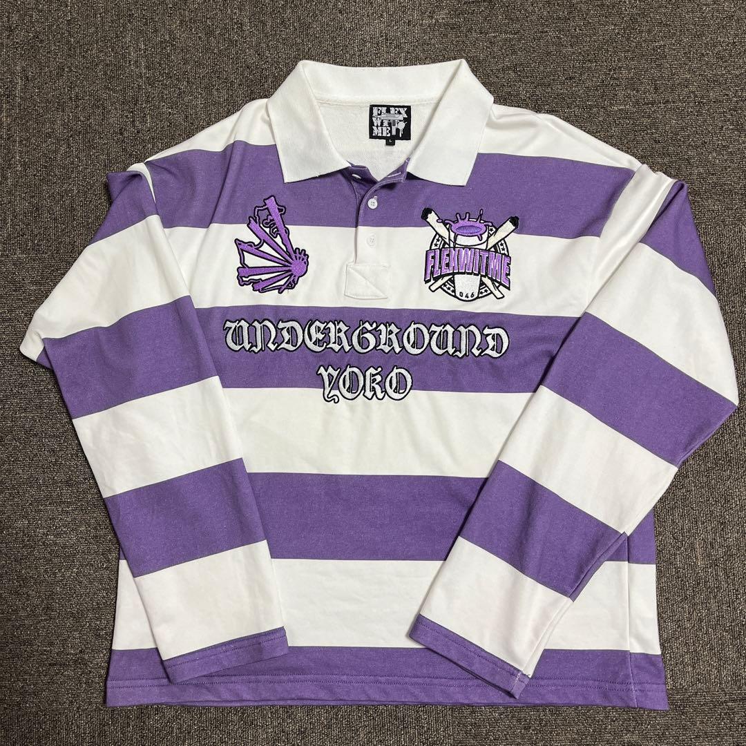 flexwitme ポロシャツ ストライプ 紫白 - メルカリ