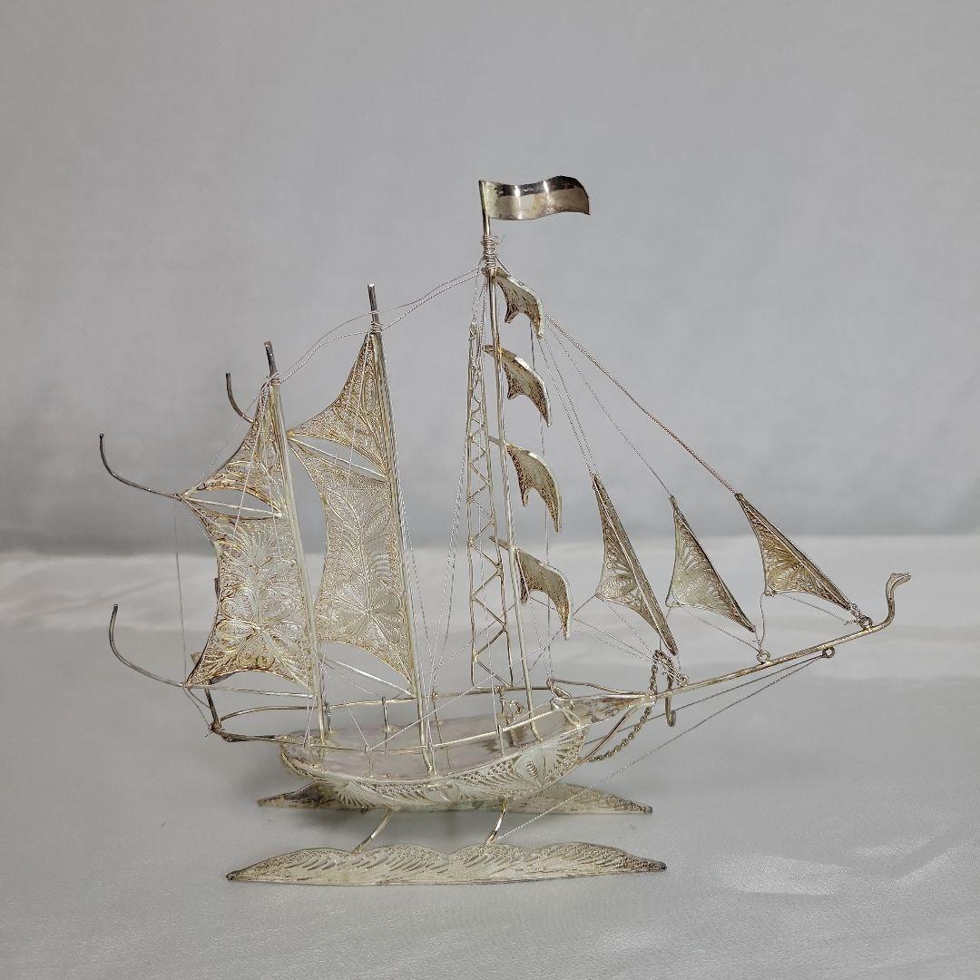 《伝統工芸品》銀線細工　帆船