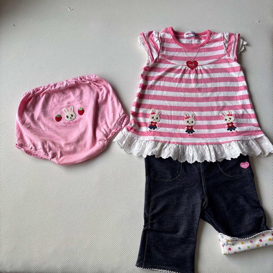 ミキハウス 女の子 90cm 3点セット まとめ売り うさぎ刺繍 - メルカリ