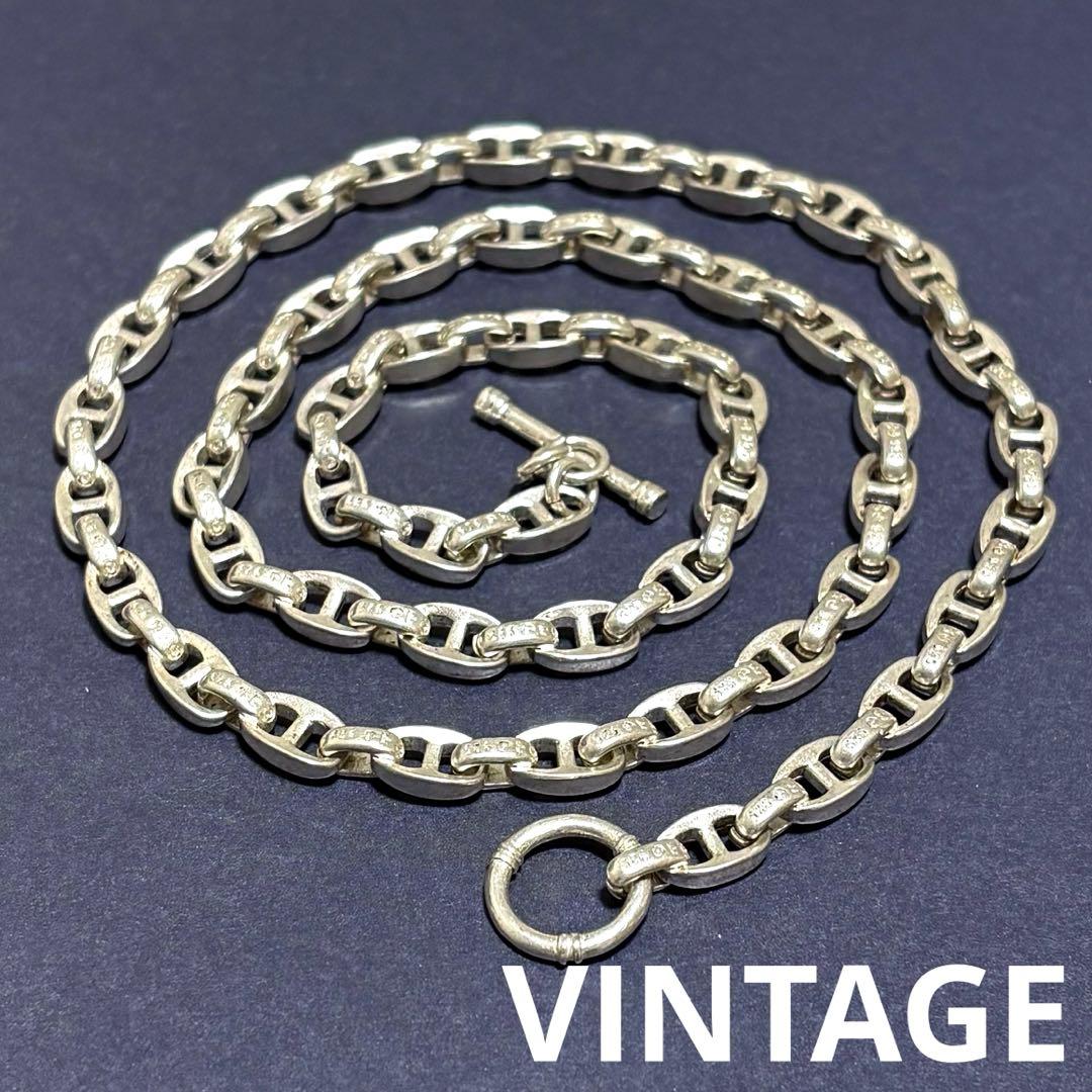 US輸入 シェーヌダンクル風ネックレス 80sヴィンテージ 925刻印あり