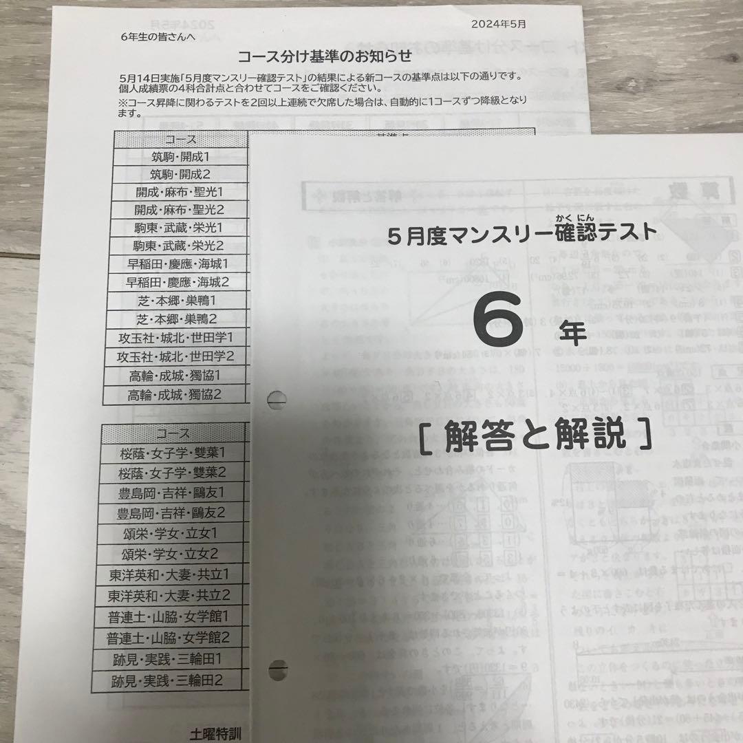サピックスSAPIX 6年生5月 マンスリー 確認テスト 2024年度用 - メルカリ