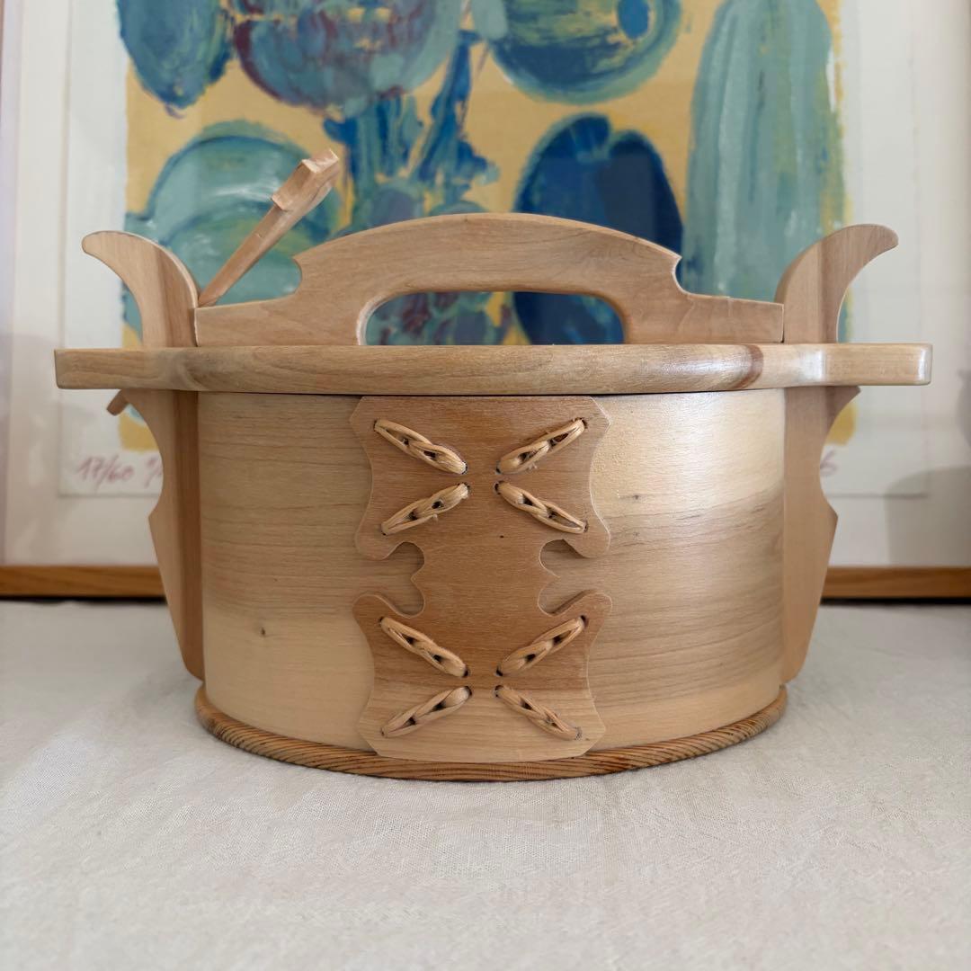 希少 北欧 スウェーデン サクラ材 木製蓋付 キャニスター アンティーク