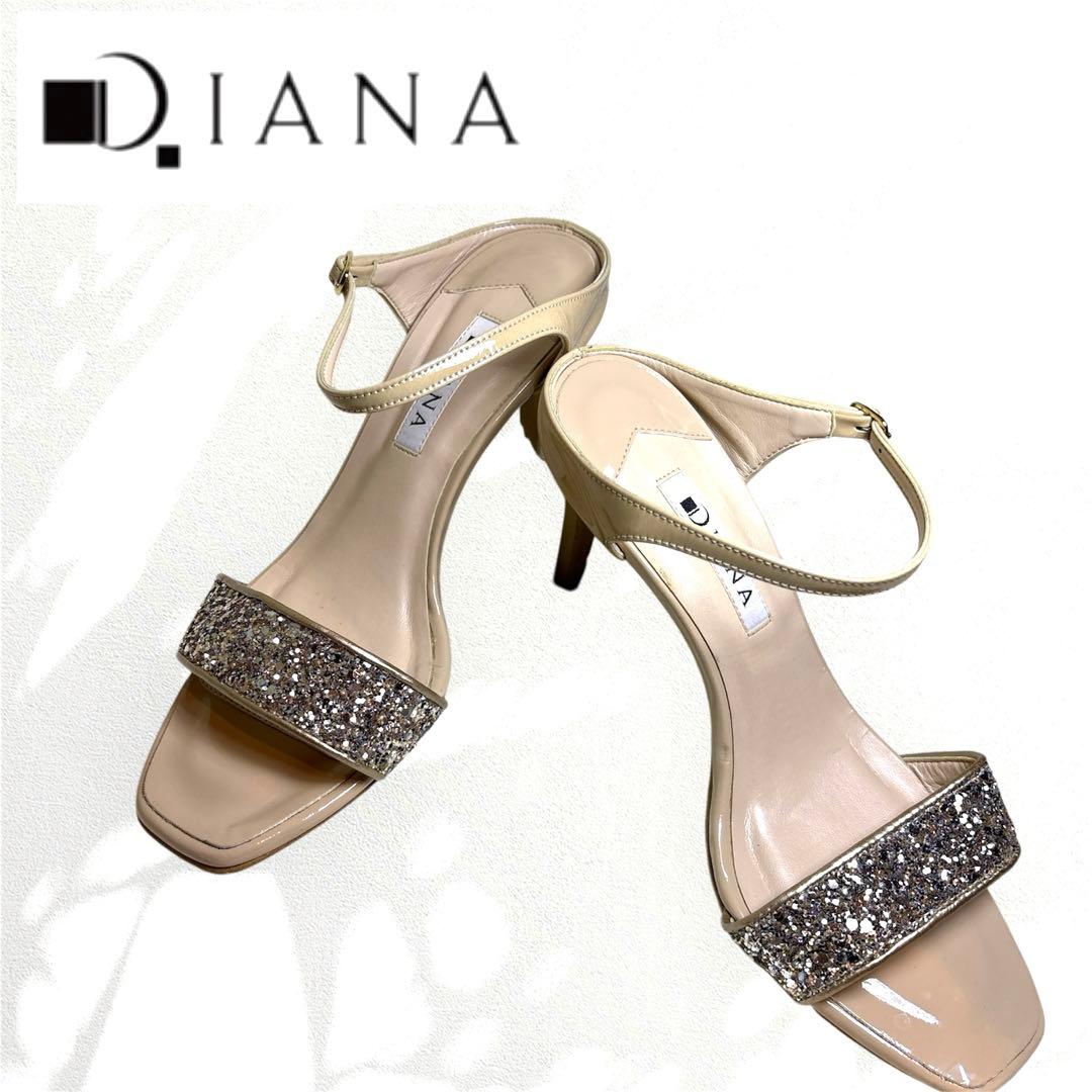 DIANA ダイアナ グリッター ラメサンダル ミュール 23.5cm ゴールド