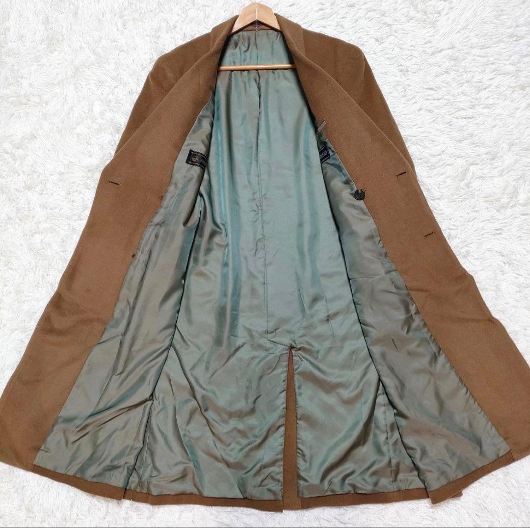 カシミヤ】 着丈113cm ダブルチェスターコート ブラウン メンズ サイズL