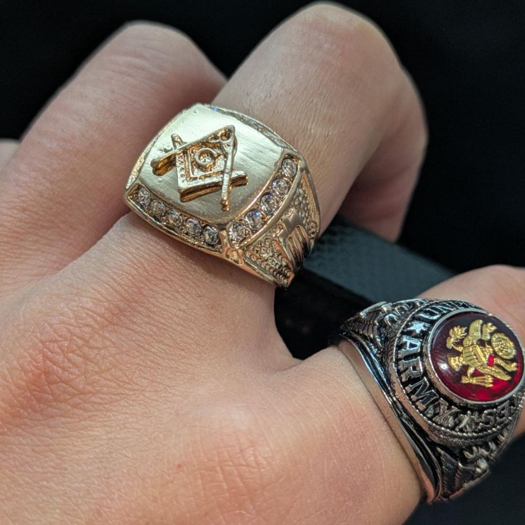 18Kゴールドメッキ ヴィンテージリング 21号 11.2g ラインストーン装飾