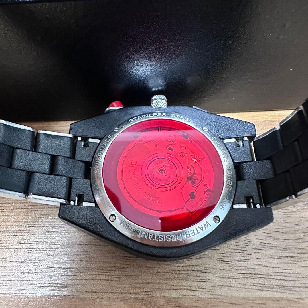 美品/ディオール オム シフルルージュ クロノグラフ ブラック - メルカリ