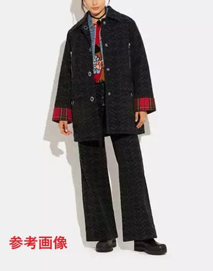コーチ シグネチャー ジャカード デニム ボニー コート 黒 170 / 98A
