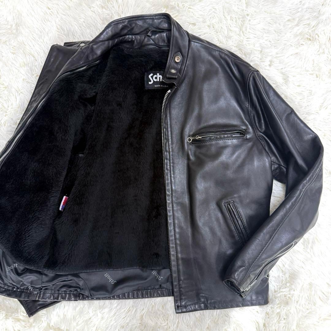 米国製42⭐️SCHOTT ショット シングル ライダース ボアライナー 2XL Schott N.Y.C（ショット） SCHOTT / ショット | ボアライナー付 レザー