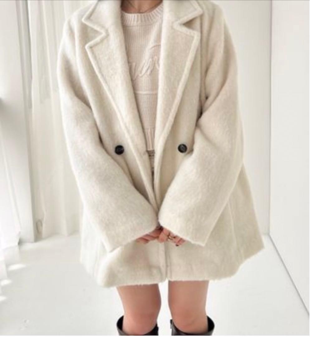 Heather シャギーミドルコート アイボリー - メルカリ