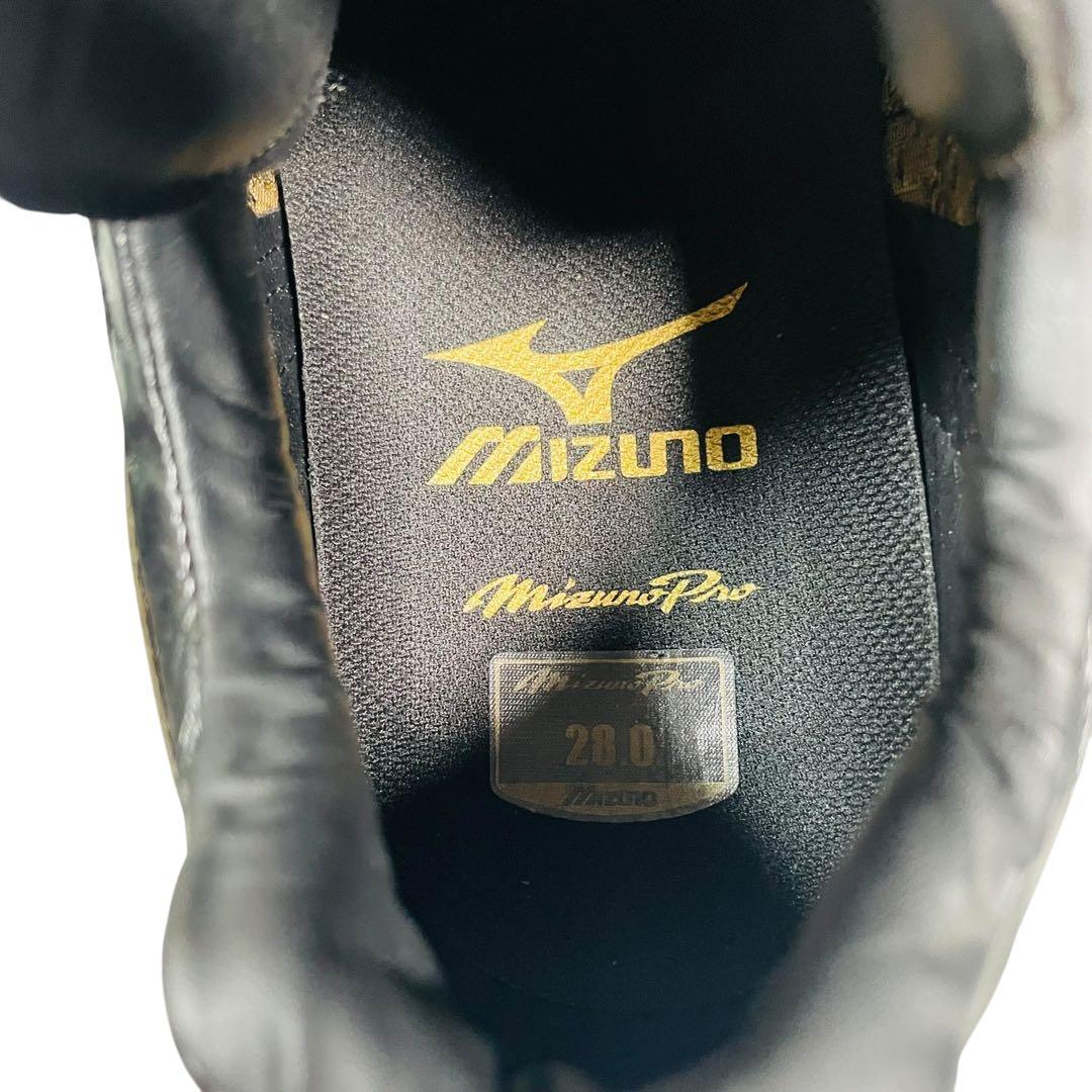 未使用　ミズノプロ　スパイク　野球用　天然皮革　黒　28.0cm