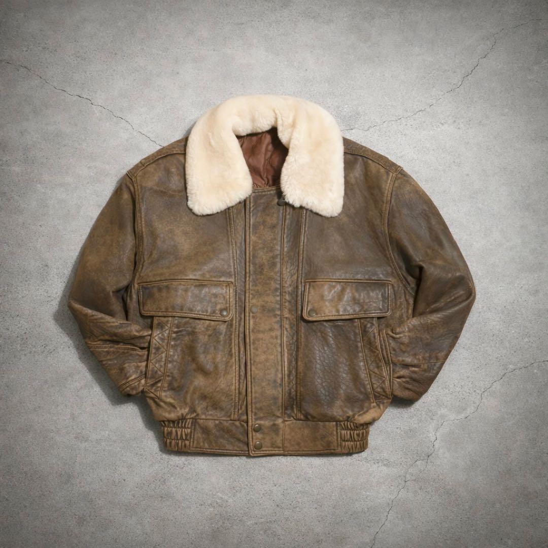 羊革】90s vintage leather jacket g1a2 短丈 - メルカリ