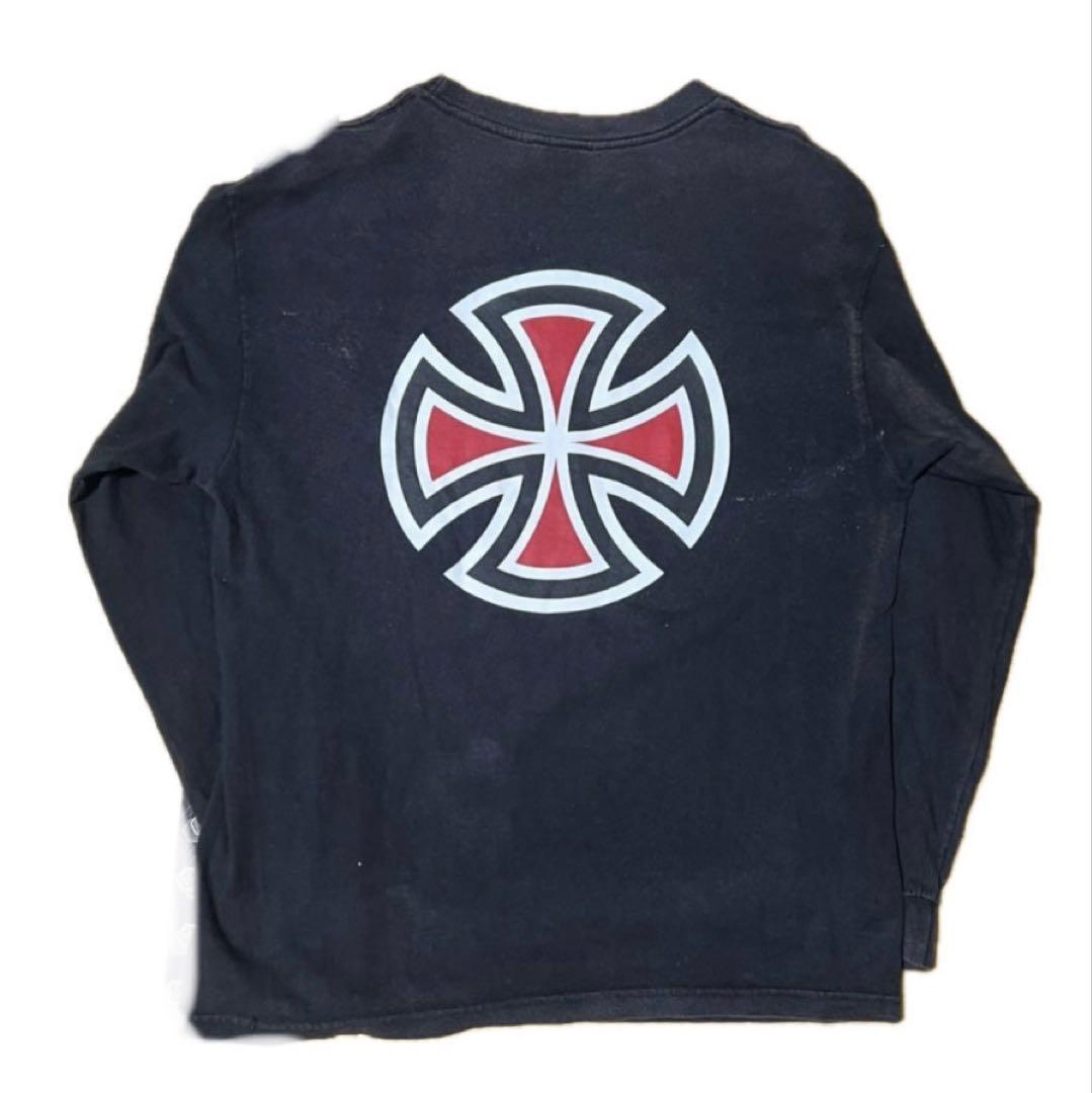 90s初期 INDEPENDENT インディペンデント ロンT 袖プリ M 黒 - メルカリ