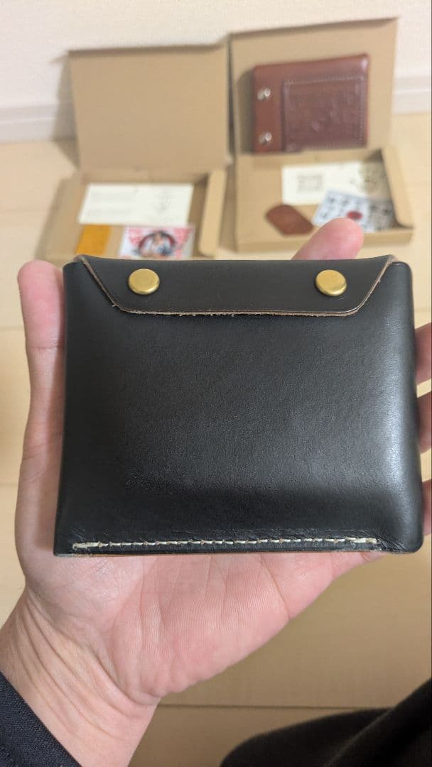 tetsuさん専用ライダースミニウォレット改ブッテーロ(茶芯黒)マレン