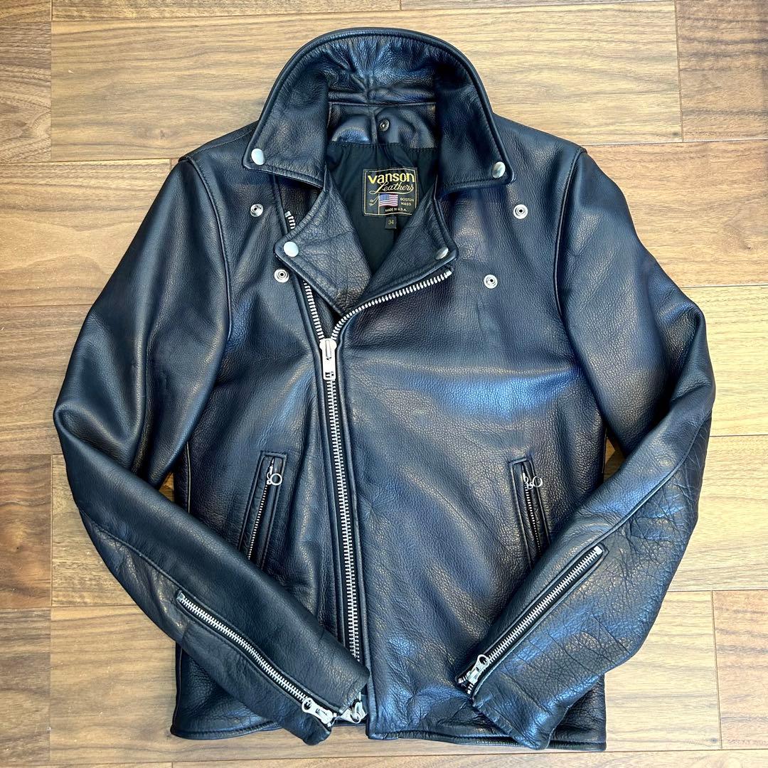 ボーイズマーケット別注 vanson c2 ダブルライダース 革ジャン 34