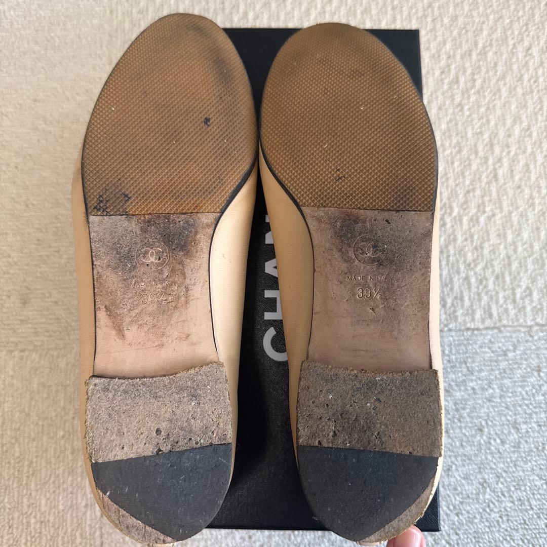 CHANEL バレエフラットシューズ ベージュ/ブラック 39.5