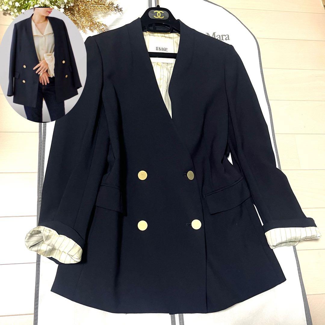 2023FW♡ジャーナルスタンダードレサージュ　ノーカラー金釦ジャケット　日本製 journal standard L'essage（ジャーナルスタンダードレサージュ）の