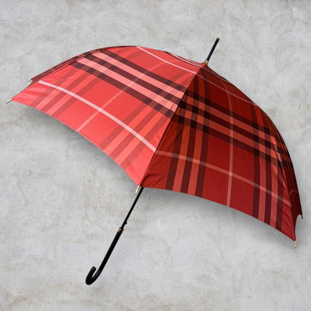 美品 BURBERRY メガチェック 晴雨兼用長傘 一本傘 ノバチェック RED BURBERRY Burberrys ノバチェック バーバリー 長傘 傘 雨傘｜Yahoo