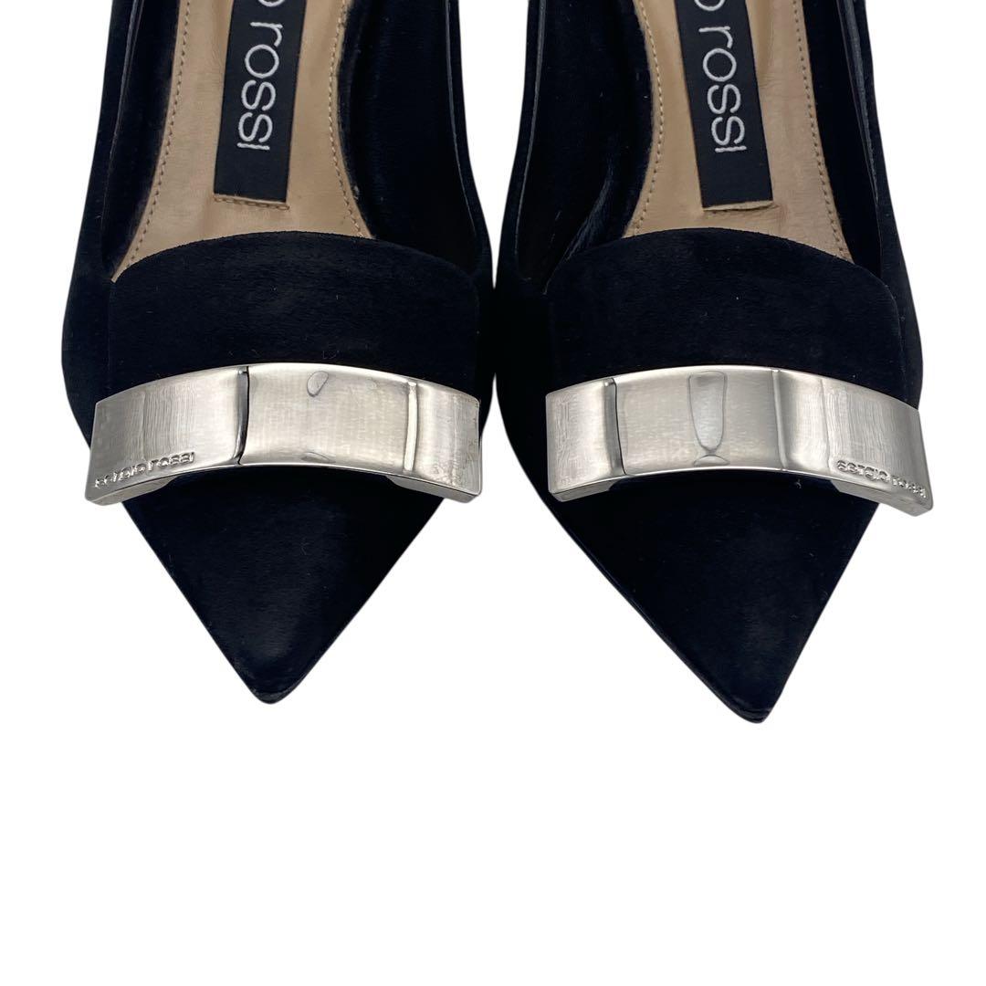 【美品】 セルジオロッシ sr1 パンプス スウェード ブラック 22.5cm