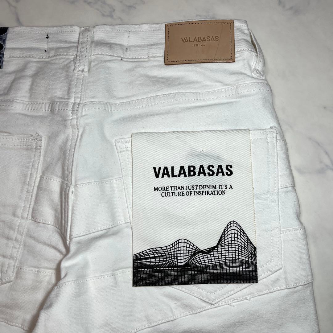 valabasasバラバサス パネルダメージフレアスキニーデニム ホワイト 30