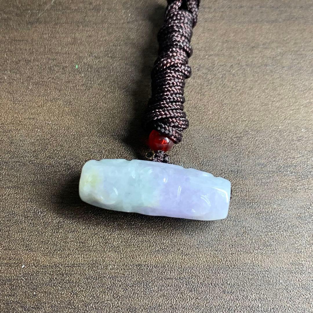 本翡翠ペンダント 天珠模様 ミャンマー産 ラベンダー 一点限定 無含侵