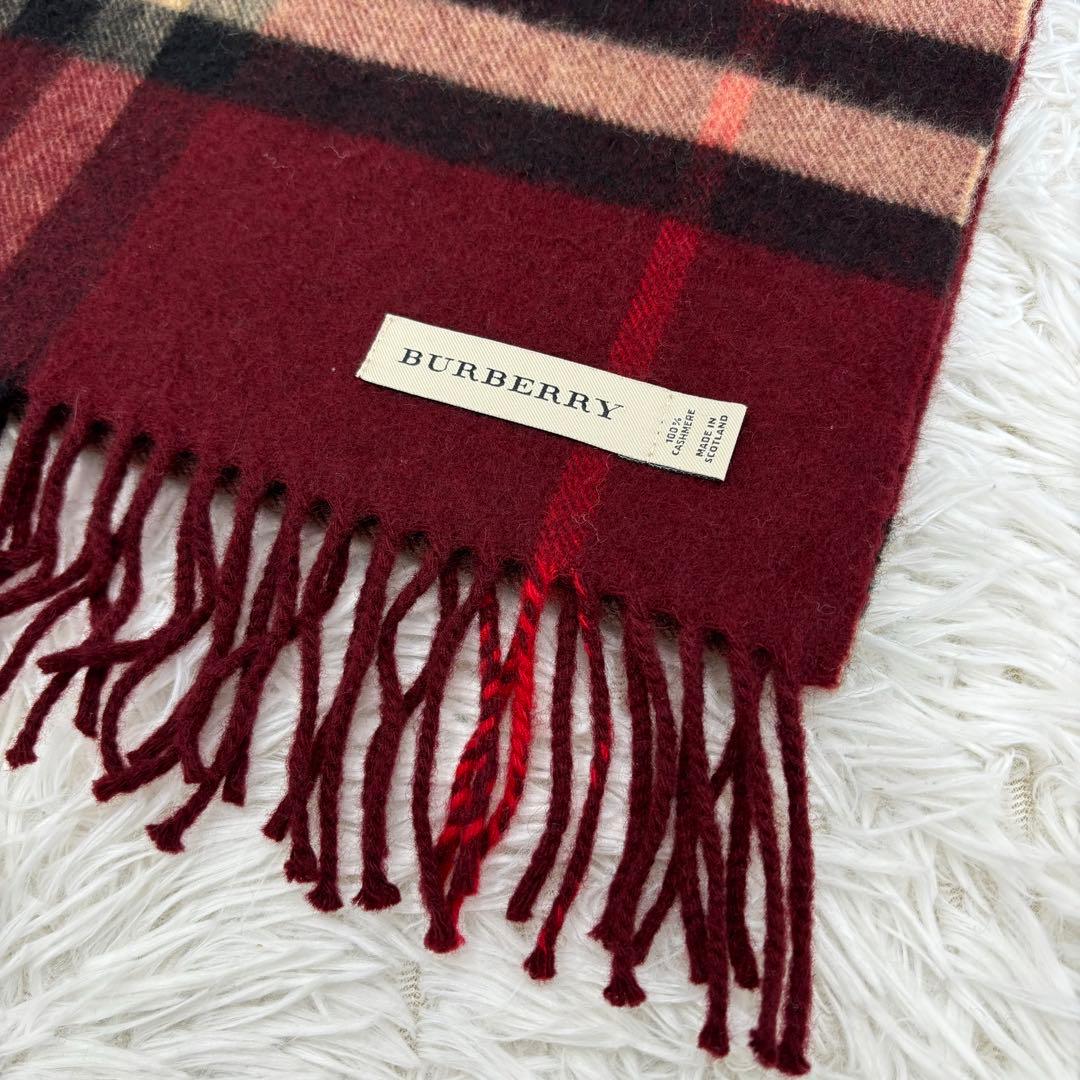 ほぼ未使用✨】Burberry バーバリー マフラー カシミヤ 赤 チェック
