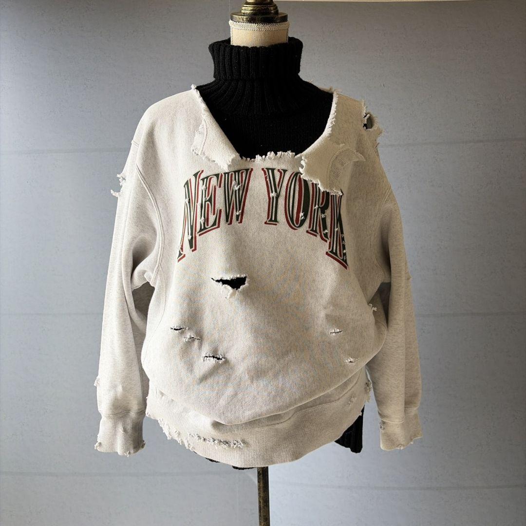 半壊 襤褸 クラッシュ NEW YORK ボロ加工 トレーナー 常田大希 XL